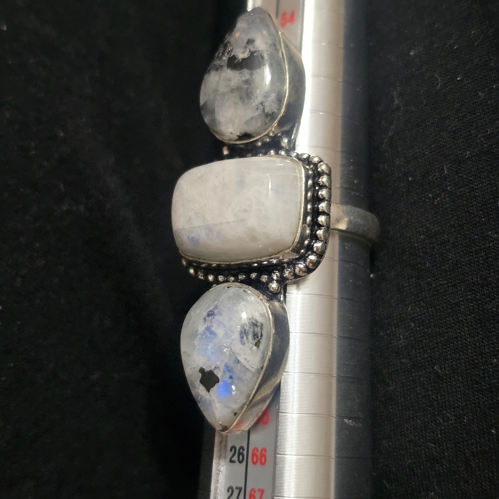 Genuine Moonstone Statement Ring, Size 9, Marked … - image 6